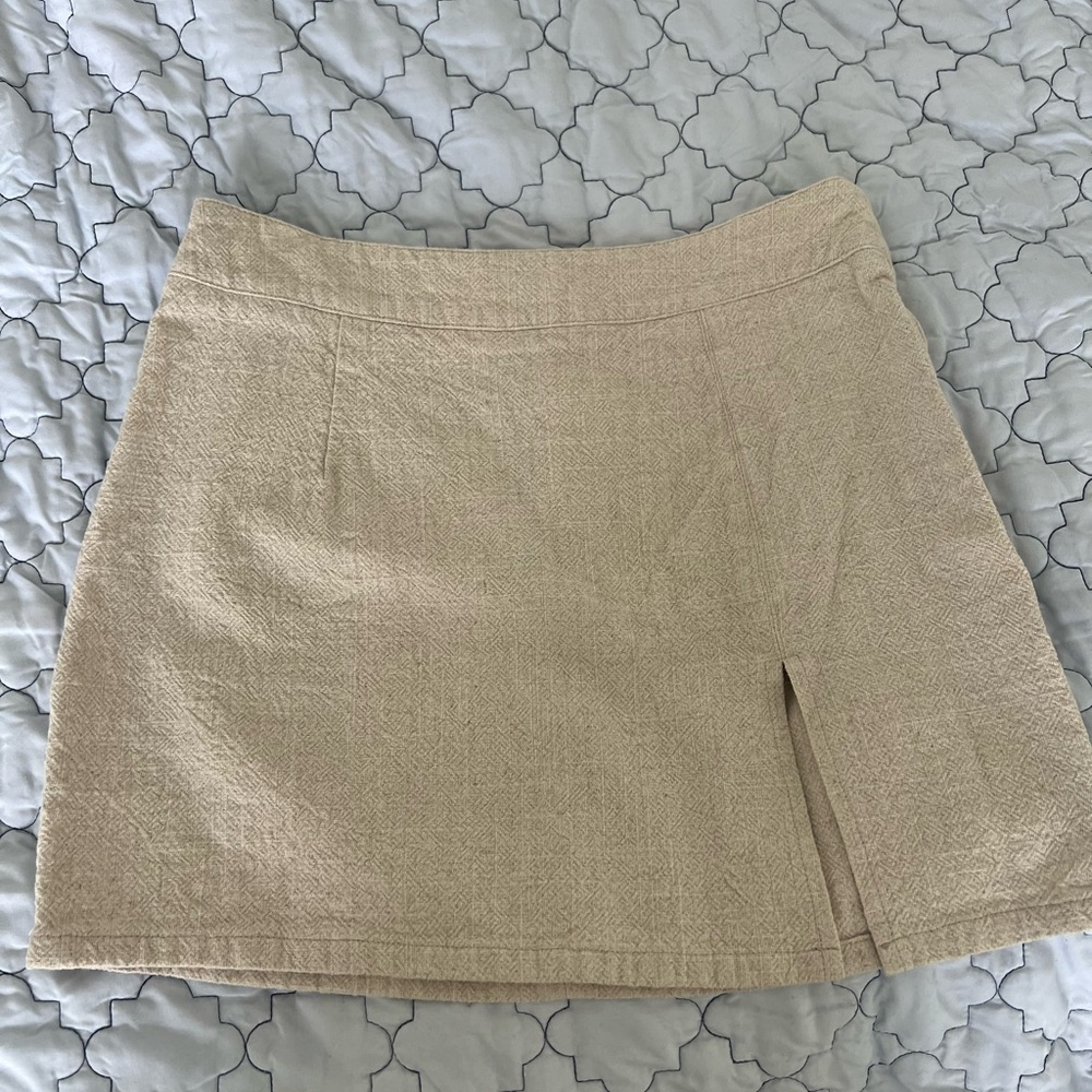 Lioness Cream Mini Skirt with Front Slit